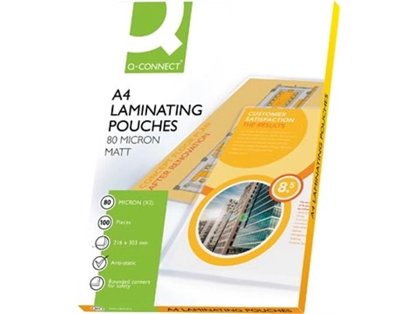 Een Q-CONNECT lamineeretui A4 2x 80 micron mat 100 stuks koop je bij Muys Kantoor & Kado