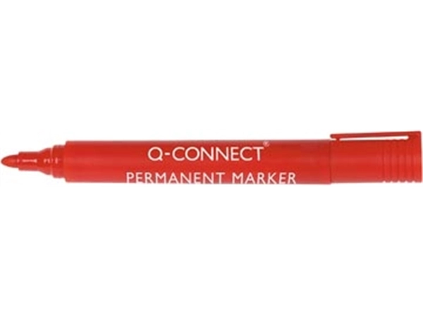 Een Q-CONNECT permanente marker, 2-3 mm, ronde punt, rood koop je bij Muys Kantoor & Kado