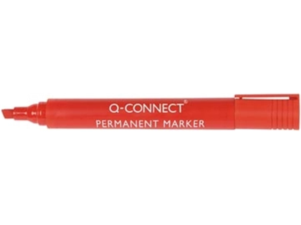 Een Q-CONNECT permanente marker, 2-5 mm, schuine punt, rood koop je bij Muys Kantoor & Kado