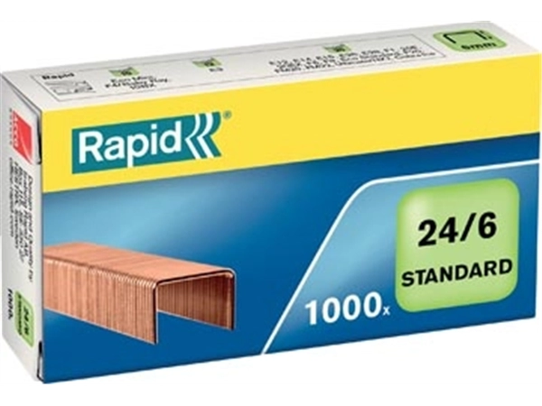 Een Rapid Nietjes 24/6, koper, doos van 1.000 nietjes koop je bij Muys Kantoor & Kado