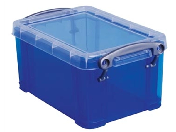 Een Really Useful Box 0,7 liter, transparant blauw koop je bij Muys Kantoor & Kado