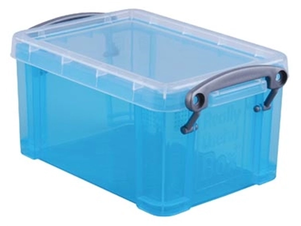 Een Really Useful Box 0,7 liter, transparant helblauw koop je bij Muys Kantoor & Kado