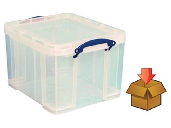 Een Really Useful Box 35 liter, transparant, per stuk verpakt in karton koop je bij Muys Kantoor & Kado