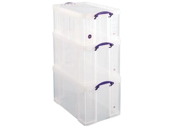 Een Really Useful Box, actiepakket: 2 x 84 liter + 1 x 64 liter, transparant koop je bij Muys Kantoor & Kado