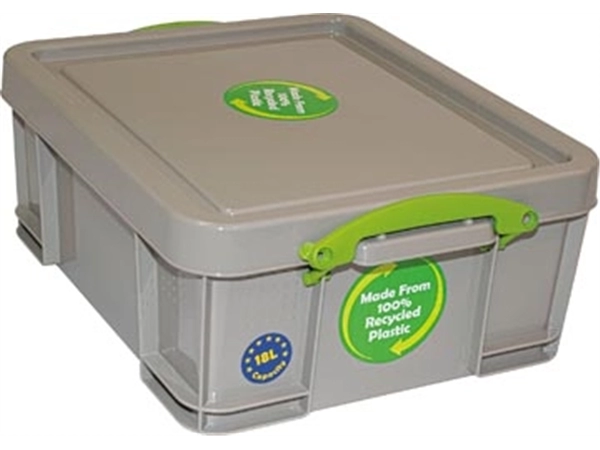 Een Really Useful Box opbergdoos 18 liter, gerecycleerd, grijs koop je bij Muys Kantoor & Kado