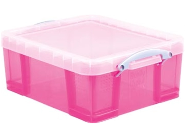 Een Really Useful Box opbergdoos 18 liter, transparant roze koop je bij Muys Kantoor & Kado