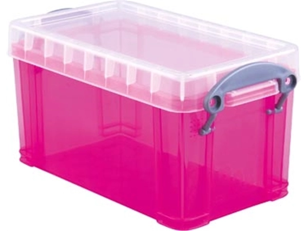 Een Really Useful Box opbergdoos 2,1 liter, transparant roze koop je bij Muys Kantoor & Kado