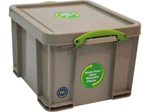 Een Really Useful Box opbergdoos 35 liter, gerecycleerd, grijs koop je bij Muys Kantoor & Kado