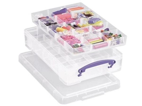 Een Really Useful Box opbergdoos 4 liter met 2 dividers, transparant koop je bij Muys Kantoor & Kado