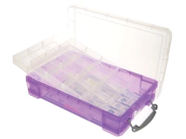 Een Really Useful Box opbergdoos 4 liter met 2 dividers, transparant paars koop je bij Muys Kantoor & Kado