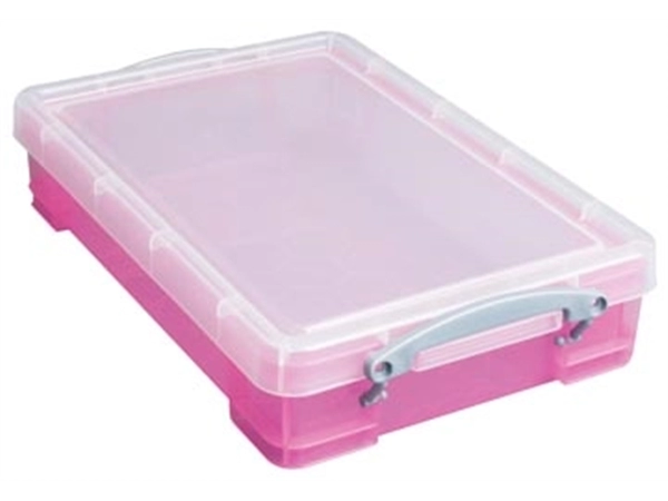 Een Really Useful Box opbergdoos 4 liter, transparant roze koop je bij Muys Kantoor & Kado