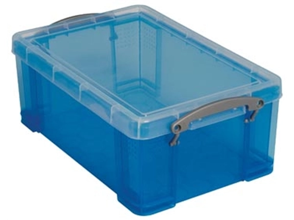 Een Really Useful Box opbergdoos 9 liter, transparant blauw koop je bij Muys Kantoor & Kado