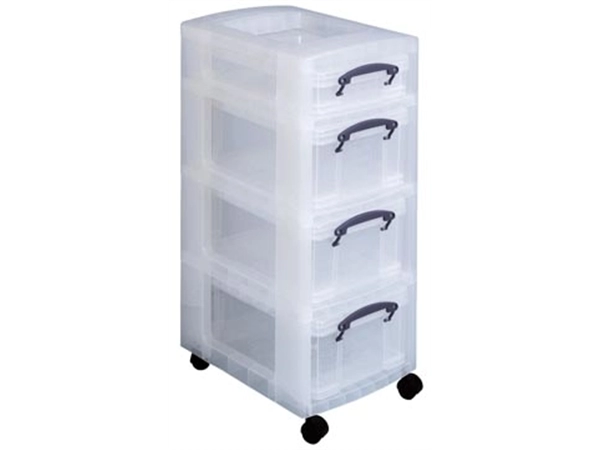 Een Really Useful Box trolley met 4 opbergdozen koop je bij Muys Kantoor & Kado