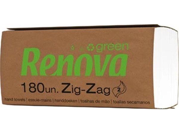 Een Renovagreen papieren handdoeken, Z-vouw, 2-laags, 180 vellen, pak van 30 stuks koop je bij Muys Kantoor & Kado