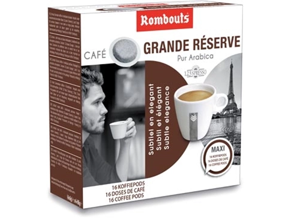 Een Rombouts koffiepads voor espresso, Grande Réserve, pak van 16 stuks koop je bij Muys Kantoor & Kado