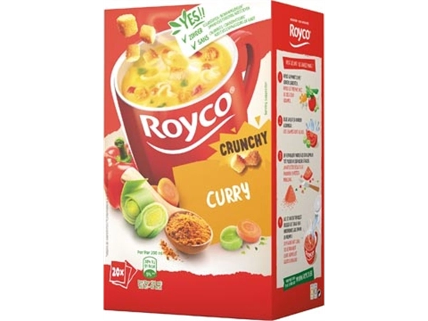 Een Royco Minute Soup curry met croutons, pak van 20 zakjes koop je bij Muys Kantoor & Kado