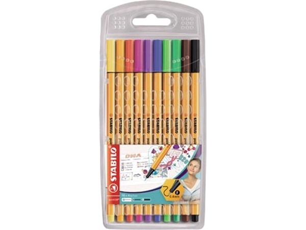 Een STABILO point 88 fineliner, etui van 10 stuks in geassorteerde kleuren koop je bij Muys Kantoor & Kado