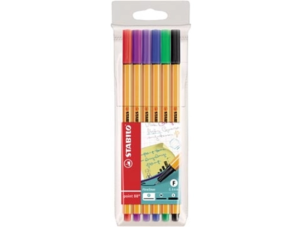 Een STABILO point 88 fineliner, etui van 6 stuks in geassorteerde kleuren koop je bij Muys Kantoor & Kado