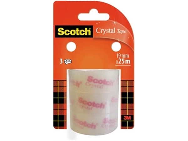 Een Scotch Crystal Clear Tape, Navullingen, 19 mm x 25 m, 3 rollen koop je bij Muys Kantoor & Kado