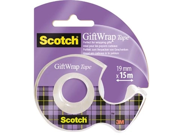 Een Scotch Gift Wrap tape ft 19 mm x 15 m, op blister koop je bij Muys Kantoor & Kado