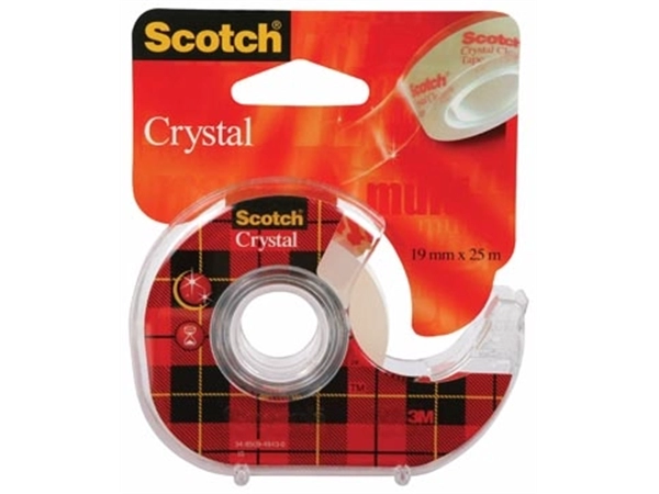 Een Scotch Plakband Crystal ft 19 mm x 25 m, blister met 1 afroller met 1 rolletje koop je bij Muys Kantoor & Kado