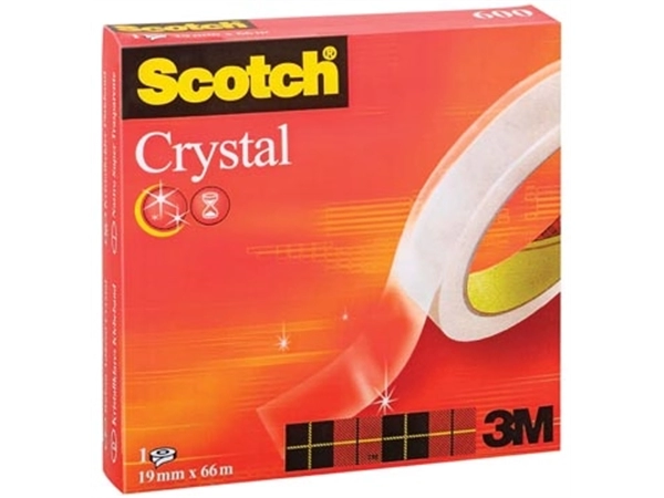 Een Scotch Plakband Crystal ft 19 mm x 66 m, doos met 1 rolletje koop je bij Muys Kantoor & Kado