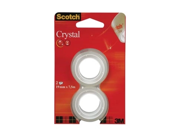 Een Scotch Plakband Crystal ft 19 mm x 7,5 m, blister met 2 rolletjes koop je bij Muys Kantoor & Kado