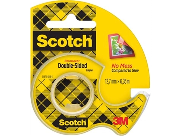 Een Scotch dubbelzijdige tape 12,7 mm x 6,3 m, dispenser + rolletje koop je bij Muys Kantoor & Kado