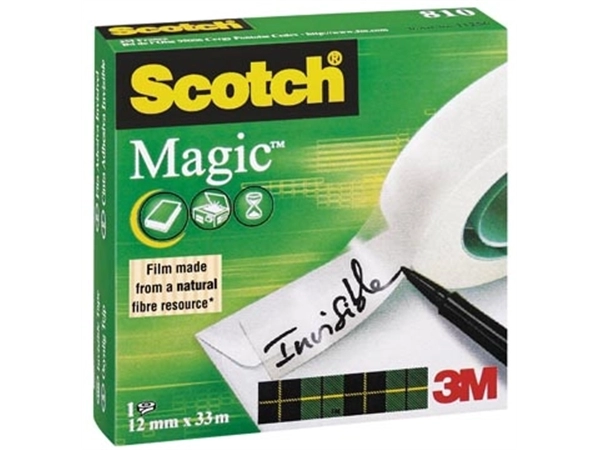 Een Scotch plakband Magic Tape ft 12 mm x 33 m koop je bij Muys Kantoor & Kado