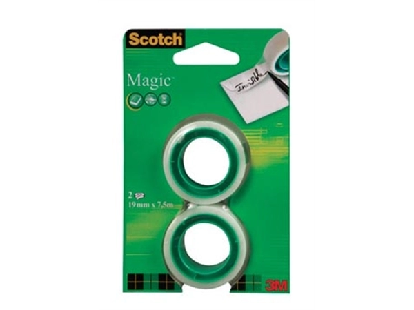 Een Scotch plakband Magic Tape, ft 19 mm x 7,5 m, blister met 2 rolletjes koop je bij Muys Kantoor & Kado