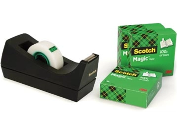 Een Scotch plakbandafroller zwart + 4 rollen koop je bij Muys Kantoor & Kado