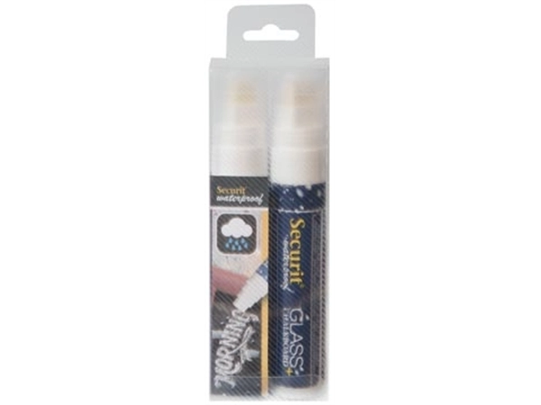 Een Securit Waterproof krijtmarker large wit, blister met 2 stuks koop je bij Muys Kantoor & Kado