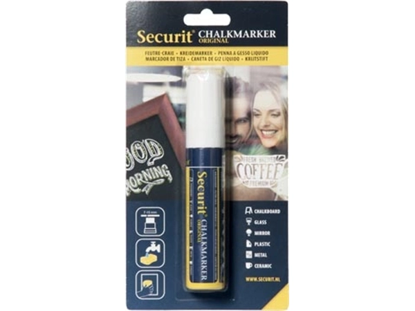 Een Securit krijtmarker large, op blister, wit koop je bij Muys Kantoor & Kado