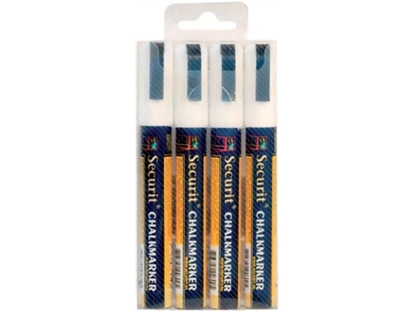 Een Securit krijtmarker medium wit, blister met 4 stuks koop je bij Muys Kantoor & Kado