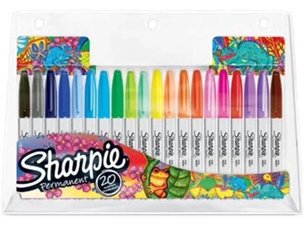 Een Sharpie permanente marker, etui van 20 stuks in geassorteerde kleuren koop je bij Muys Kantoor & Kado