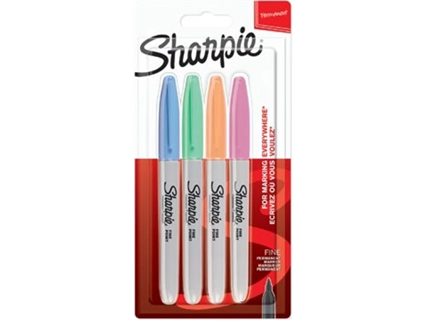 Een Sharpie permanente marker pastel, blister van 4 stuks koop je bij Muys Kantoor & Kado