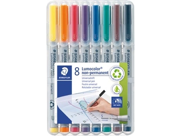 Een Staedtler Lumocolor 311, OHP-marker, non permanent, 0,8 mm, box van 8 stuks in geassorteerde kleuren koop je bij Muys Kantoor & Kado