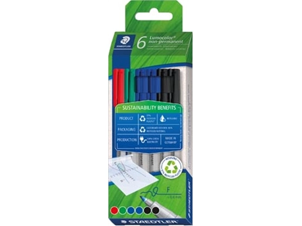 Een Staedtler Lumocolor 316 OHP-marker, non-permanent, fijn, assorti, etui van 6 stuks koop je bij Muys Kantoor & Kado