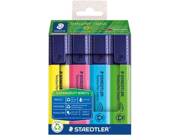 Een Staedtler markeerstift Textsurfer Classic, etui van 4 stuks koop je bij Muys Kantoor & Kado