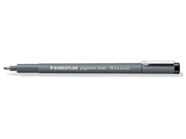 Een Staedtler pigment liner fineliner, beitelpunt, schrijfbreedte 2 mm, zwart koop je bij Muys Kantoor & Kado