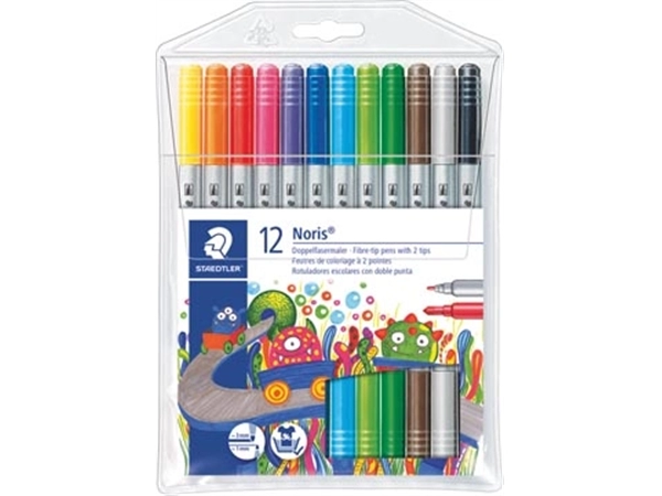 Een Staedtler viltstift Noris Club, ophangbare etui met 12 stuks koop je bij Muys Kantoor & Kado