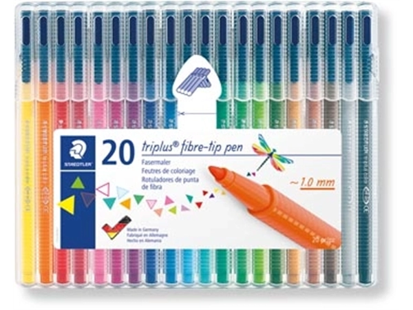 Een Staedtler viltstift Triplus Color, opstelbare box met 20 kleuren koop je bij Muys Kantoor & Kado