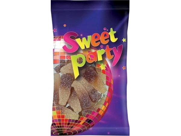 Een Sweet Party zure cola flesjes, zakje van 100 g koop je bij Muys Kantoor & Kado