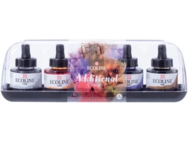 Een Talens Ecoline waterverf flacon van 30 ml, set van 5 flacons in additionele kleuren koop je bij Muys Kantoor & Kado