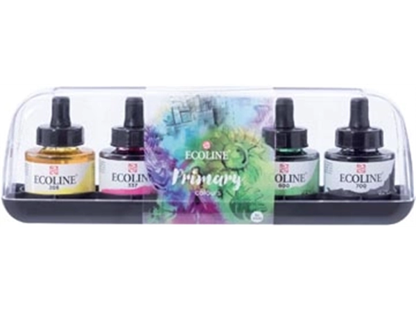 Een Talens Ecoline waterverf flacon van 30 ml, set van 5 flacons in primaire kleuren koop je bij Muys Kantoor & Kado