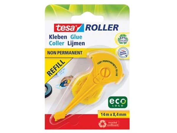 Een Tesa Roller navulling lijmroller niet-permanent ecoLogo, op blister koop je bij Muys Kantoor & Kado