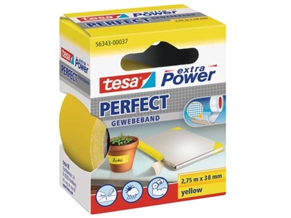 Een Tesa extra Power Pefect, ft 38 mm x 2,75 m, geel koop je bij Muys Kantoor & Kado