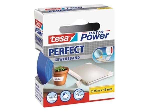 Een Tesa extra Power Perfect, ft 19 mm x 2,75 m, blauw koop je bij Muys Kantoor & Kado