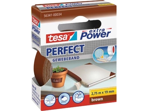 Een Tesa extra Power Perfect, ft 19 mm x 2,75 m, bruin koop je bij Muys Kantoor & Kado