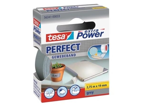 Een Tesa extra Power Perfect, ft 19 mm x 2,75 m, grijs koop je bij Muys Kantoor & Kado